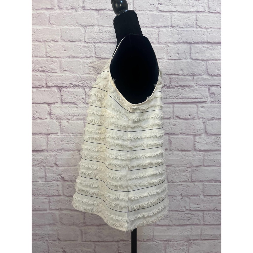 Anthropologie Maeve Cream Sleeveless Eyelash Blouse Size 12 - Picture 3 of 9